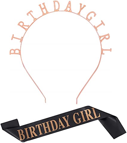 Birthday Girl Tiara Headband Headpiece Girls Party Hair Accessories, 0.6"0.3" Letters (Gold Birthday Girl)