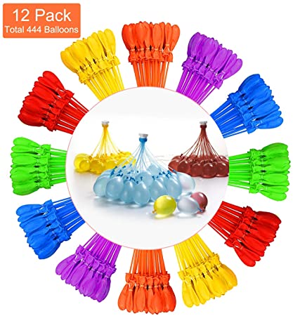 Tiny Balier Water Balloons 12 Pack Quick Fill 440 Balloons Fill in 60 Seconds Summer Splash Fun Easy Quick for Outdoor Backyard Kids and Adults Party Water Bomb Fight Games 21