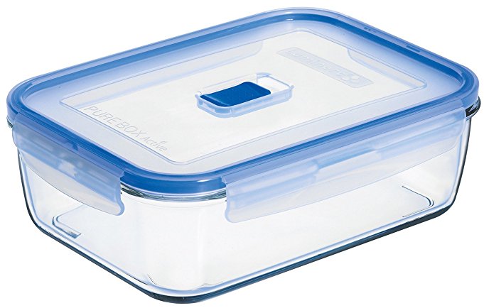 Arc International Luminarc 8.3-Cup Rectangle Pure Box Container with Lid, 9.2 by 6.7 by 2.8-Inch