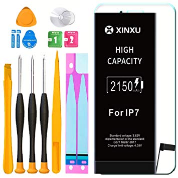 2150mAh Battery for iPhone 7, XinXu iPhone 7 Battery Replacement Kit High Capacity Lithium-ion Battery with Professional Full Set Tool Kits and Screen Protector