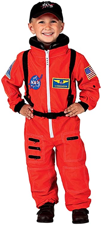 Aeromax Jr. Astronaut Suit with Embroidered Cap and NASA patches, ORANGE, Size 2/3