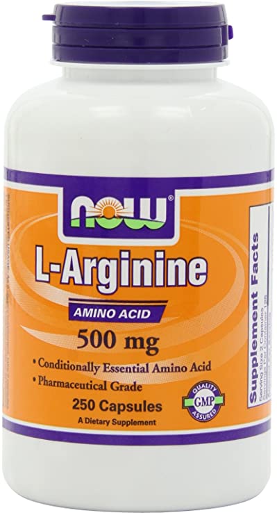 NOW L-Arginine 500 mg,250 Veg Capsules (packaging may vary