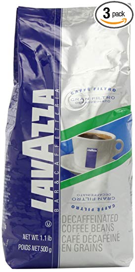 Lavazza Gran Filtro Decaffinated - Whole Bean Coffee, 1.1-Pound Bags (Pack of 3)