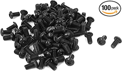 uxcell M4 x 8mm Alloy Steel Hex Bolt Socket Head Cap Screws Black 100 Pcs