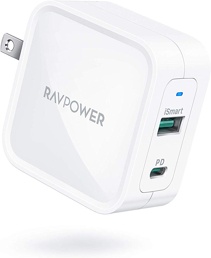 USB C Charger, RAVPower 65W PD Charger [GaN Power Tech] Dual Port Wall Charger Adapter with Foldable Plug for MacBook Pro iPad Pro Nintendo Switch Pixel, iPhone 11 Pro Max X XS XR 8, Galaxy S9 S9  S10