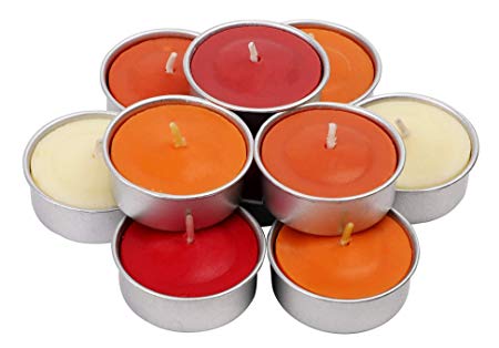 Exquizite Fall Scented Tealights Gift Set - 64 pcs - Set of 16 Highly Scented Luxury Tealight Candles with 4 Autumn Fragrances - Pumpkin Spice with Nutmeg, Orange Clove, Apple Cinnamon, French Vanilla