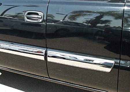 Made in USA! Works with 03-06 Chevy Silverado Extended Rocker Panel Chrome Stainless Steel Body Side Moulding Molding Trim Cover 3.5" Wide 4PC Overlay