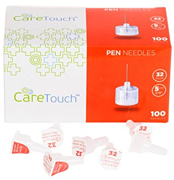 Care Touch Insulin Pen Needles 32 Gauge, 3/16 Inches, 5mm - 100 Pen Needles