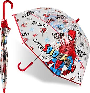 Marvel Spiderman Clear Dome Umbrella for Kids - Avengers Captain America Folding Transparent Umbrella Lightweight