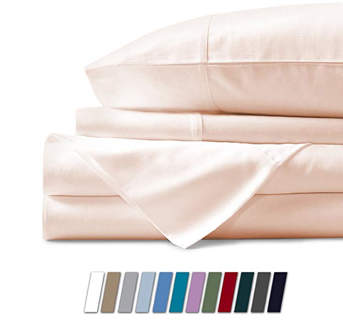 Mayfair Linen 100% Egyptian Cotton Sheets, Ivory California King Sheets Set, 800 Thread Count Long Staple Cotton, Sateen Weave for Soft and Silky Feel, Fits Mattress Upto 18'' DEEP Pocket