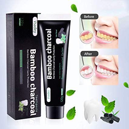 Activated Charcoal Toothpaste (120g) Natural Bamboo Carbon Whitening Toothpaste Teeth Cleaning -Mint Flavor, Polishes Teeth, Freshens Breath, Fluoride Free