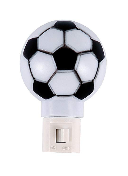 GE 52057 Manual On/Off Soccer Ball Night Light, Incandescent, Plug-In, Warm White, Black and White Shade, Kids Sports, Ideal for Children’s Bedroom, Bathroom, Hallway, Stairs, Game Room and Play Room