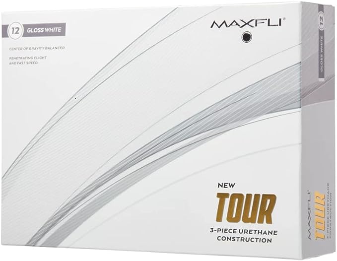 Maxfli 2023 Tour White Golf Balls-12 Pack-Center Gravity Balanced, Soft Cast Urethane, Fast Core, Dual Lonomer Mantle,Tetrahedron Dimple Pattern