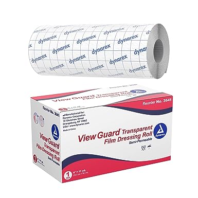 Dynarex View Guard Transparent Film Dressing Roll, Non-Sterile Dressing, Protects Minor Wounds and Easily Conforms, 6" x 11 yds., 1 Dressing Roll