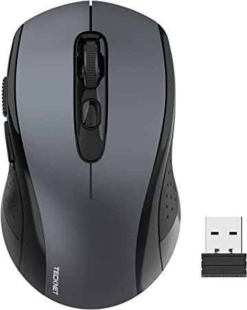 TECKNET Wireless Computer Mouse, 2.4G Cordless Mouse for Laptop, 18 Months Battery Life, Ergonomic Optical Mouse with Nano Receiver & 6 Buttons, 2000 DPI USB Mouse for MacBook, PC, Windows