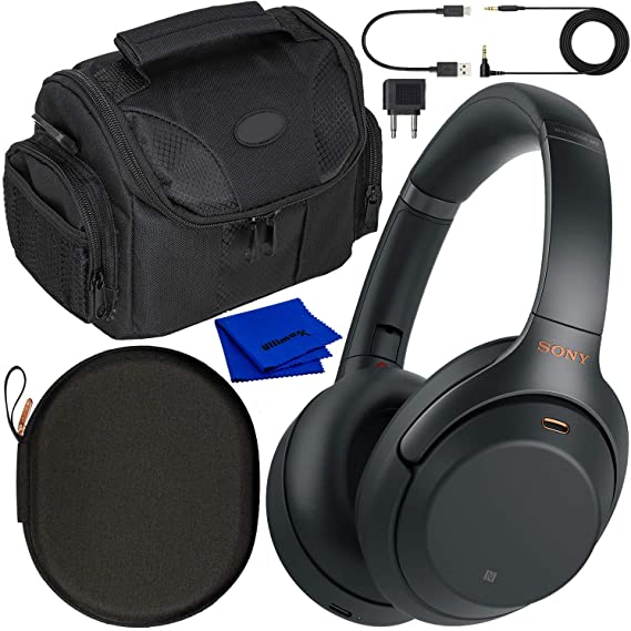 Sony Noise Cancelling Wireless Over-Ear Headphones WH-1000XM3 WH1000XM3 (Black) with Essential Must-Have Accessory Bundle