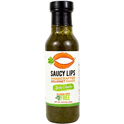 Vegan & Paleo - Zesty Cilantro by Saucy Lips - All Natural Salad Dressing, Marinade, and Cooking Sauce (No Sugar Added, Low Carb, Gluten Free, Soy Free, Dairy Free, Nut Free) 12.75 oz