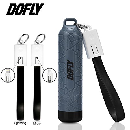 DOFLY Portable Power Bank External Battery Pocket Charger Key Chain Charger for iphone ipad Samsung and Smart Phone Lightning Cable And Micro USB Cable Included