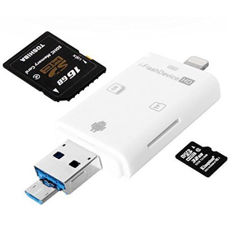 DTECH Lightning iFlash USB SDHC Micro SD OTG Card Reader for Android IOS 9 iPhone 5 6 6S 6 Plus iPad