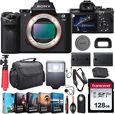 Sony Alpha a7 II Mirrorless Digital Camera (ILCE7M2/B) Body Kit   Extra Battery   Flash   128GB U3 V30 Memory Accessory Bundle