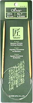 Clover Takumi Bamboo Circular Knitting Needles 24-inch-Size 7/4.5mm, 2.5 x 9.36 x 23.18 cm, Brown