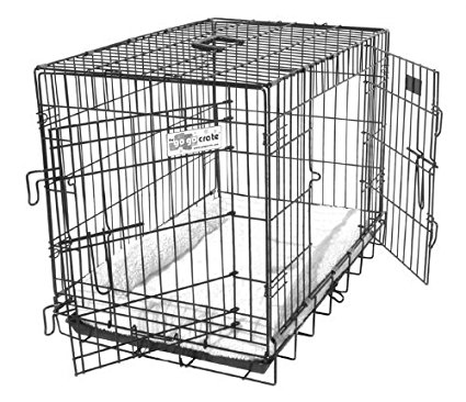 GoGo Pet Products Double Door Black Epoxy Folding Wire Crate, 24-Inch