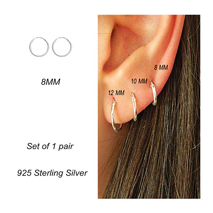 Cartilage Earring Hoop Set Sterling Silver Earrings Ear Piercing Body Piercing Jewelry For Women Men Girls