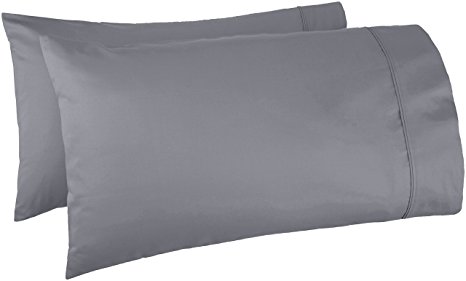 AmazonBasics 400 Thread Count Pillow Cases  - Standard, Set of 2, Dark Grey