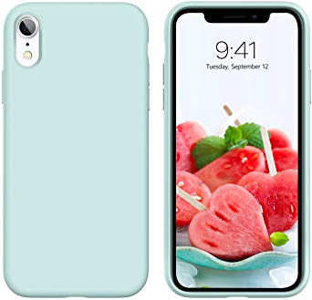 YINLAI iPhone XR Case Mint Green, Slim Fit Silicone Non Slip Grip Rubber Cover Shockproof Hybrid Hard PC Back Protective Bumper Dust Proof Durable Girls Women Phone Case for iPhone XR 2018, Mint Green