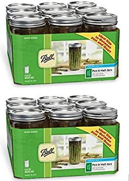 Ball Glass Mason Jar w/Lid & Band, Wide Mouth, 24 Ounces, 9 Count