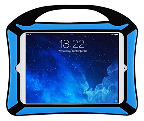 iPad Mini 4 Case, Vakoo iPad Mini 4 Kids Proof Shockproof Drops Protection Soft Silicone Heavy Duty Handle Cover Case for Apple iPad Mini 4, Black/Blue