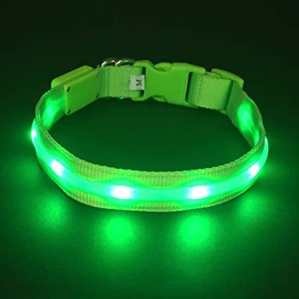 HOLDALL Led Dog Collar Light, USB Rechargeable Lighted Up Collars Glowing in Dark Make Pets Safe from Danger at Night
