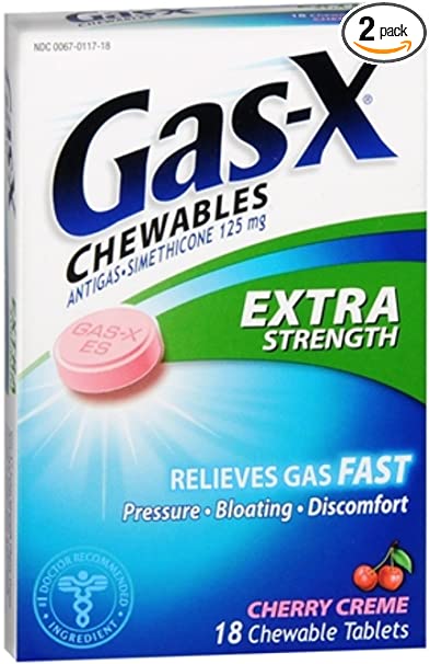 Gas-X Chewables Extra Strength Cherry Creme 18 Tablets (Pack of 2)