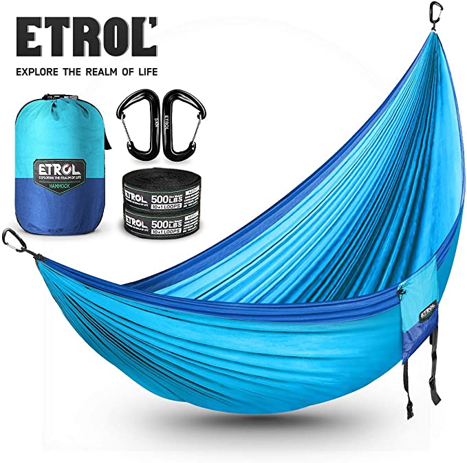 ETROL Upgraded 2 in 1 Large Camping Hammock, Pop-Up Lightweight Portable Hanging Hammocks with Tree Straps, Swing Sleeping Hammock Double for Outdoor, Hiking, Backpacking, Travel