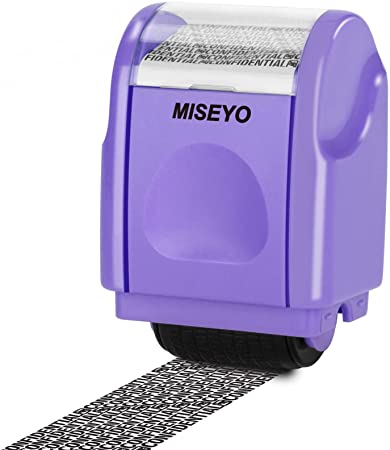 Miseyo Identity Theft Protection Roller Stamps for Data Barcode ID Privacy,Anti-Theft Security Prevention Confidential Roller Stamp Easy for Guard Personal Information Blockout,Address Eraser-Purple