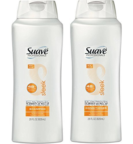 Suave Shampoo and Conditioner For Dry Hair Ultra Sleek and Smooth With Silk Protein and Vitamin E Complex 28 oz 2 Count