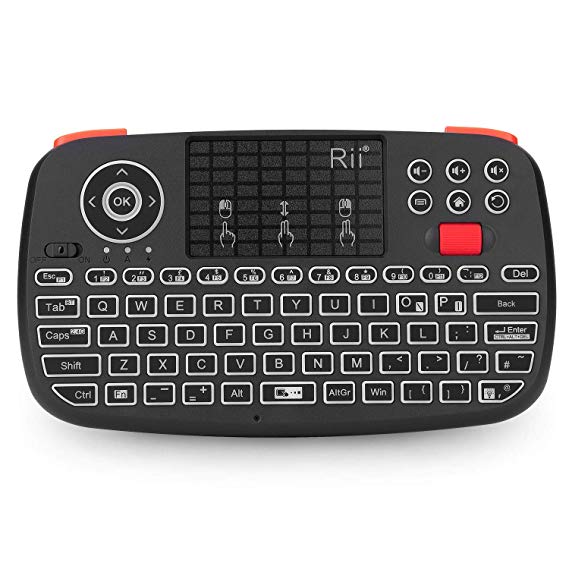 New Dual Mode Wireless Multimedia Keyboard with Touchpad Mouse Rii I4 Bluetooth 4.0 with 2.4G Wireless Mini Keyboard with Scroll Button LED Backlit Rechargeable Battery