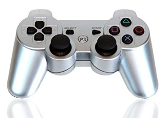 XFUNY Premium Wireless Bluetooth Six Axis Dualshock Game Controller for PlayStation 3 PS3 (Silver)