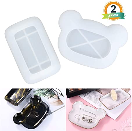 LET'S RESIN Jewelry Soap Dish Silicone Molds,2Pcs Resin Trinket Dish Tray Molds, Jewelry Tray Molds for DIY Jewelry Ring Dish Holders, Soap Dish, Home Decoration, Wedding Gift