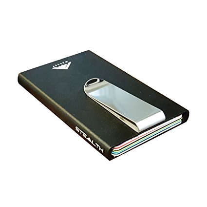 RFID Blocking Credit Card Holder Wallet & Money Clip by STEALTH (Black w/money clip)