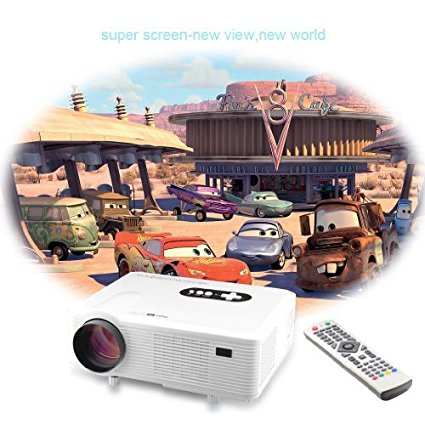 Excelvan 260" LCD LED Multimedia Projector for Home Theater or Office Presentations (720P Native Resolution, 1080P Support, 3000 Lumens, PC Laptop HDMI USB Analog TV Input Support),White