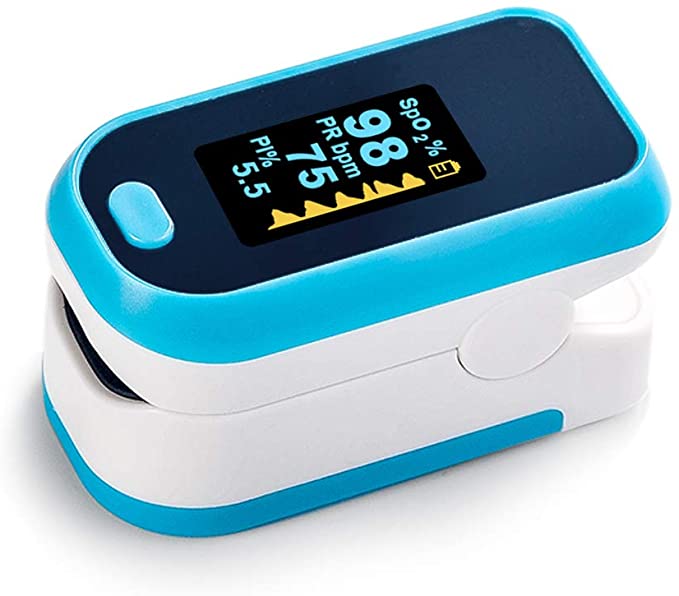 Fingertip Pulse Oximeter, Blood Oxygen Saturation Monitor (SpO2) with Pulse Rate Measurements and Pulse Bar Graph, Portable Digital Reading LED Display, Batteries Included