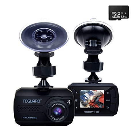 TOGUARD Mini Dash Cam(32GB Card Included) Full HD 1080P Car Blackbox Car Dash Cams DVR Dashboard Camera Built In G-Sensor Motion Detection Loop Recorder Night Vision