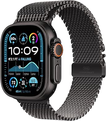 Apple Watch Ultra 2 [GPS   Cellular 49mm] Smartwatch, Sport Watch with Black Titanium Case with Black Titanium Milanese Loop - Large. Fitness Tracker, Precision GPS, Action Button, Carbon Neutral