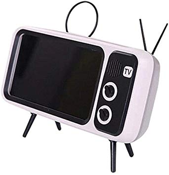 Kiode Retro Mobile Phone Holder,Mini Speaker Retro TV Mobile Phone Screen Stand,Retro TV Bluetooth Wireless Speaker Phone Holder