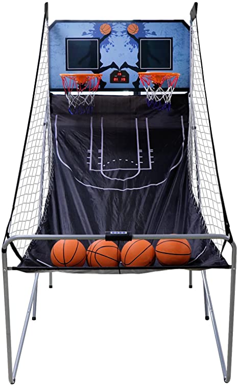 ZENY Foldable Basketball Arcade Game Sport 2-Player LED Scoreboard Electric Basketball Hoop Games Dual Shot,4 Basketballs