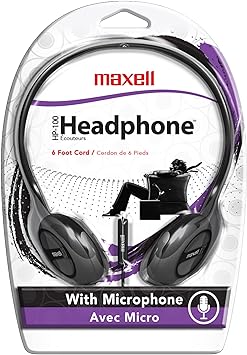 Maxell® HP-100 On-Ear Headphones with Microphone, Black