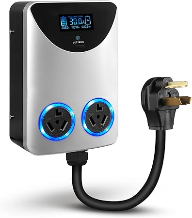 Lectron NEMA Socket Splitter for Level 2 EV Charger Installation - Power Your EV Charger and High-Powered Appliance from The Same Outlet (30 Amp NEMA 10-30 to NEMA 10-30 Splitter)