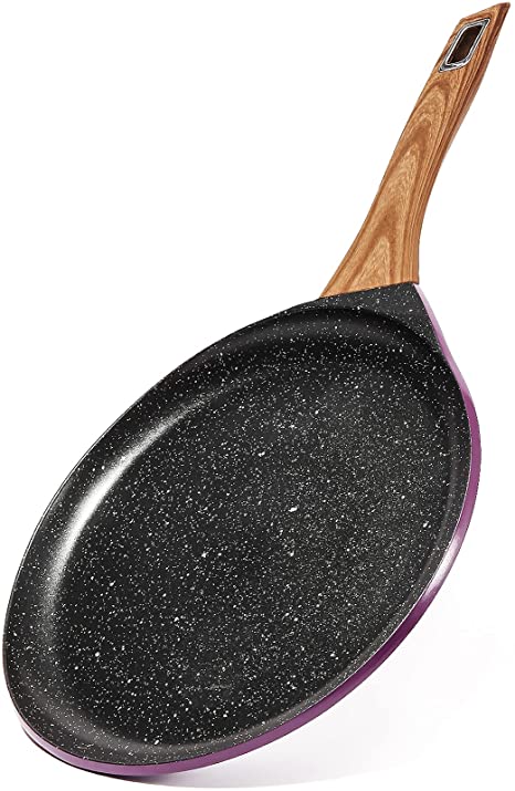 SAKUCHI 11 Inch Nonstick Crepe Pan Dosa Tawa Tortilla Pan for Induction Stove (Purple)