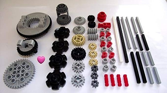 LEGO TECHNIC 60-Piece Gear Wheel, Axle and Stopper Set